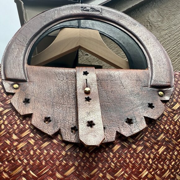 RARE Vintage Vance Kitira Large Bamboo Weave Bag with Leather Handles - Picture 4 of 7